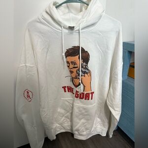 Tom Brady GOAT Barstool Sports White Hoodie XL